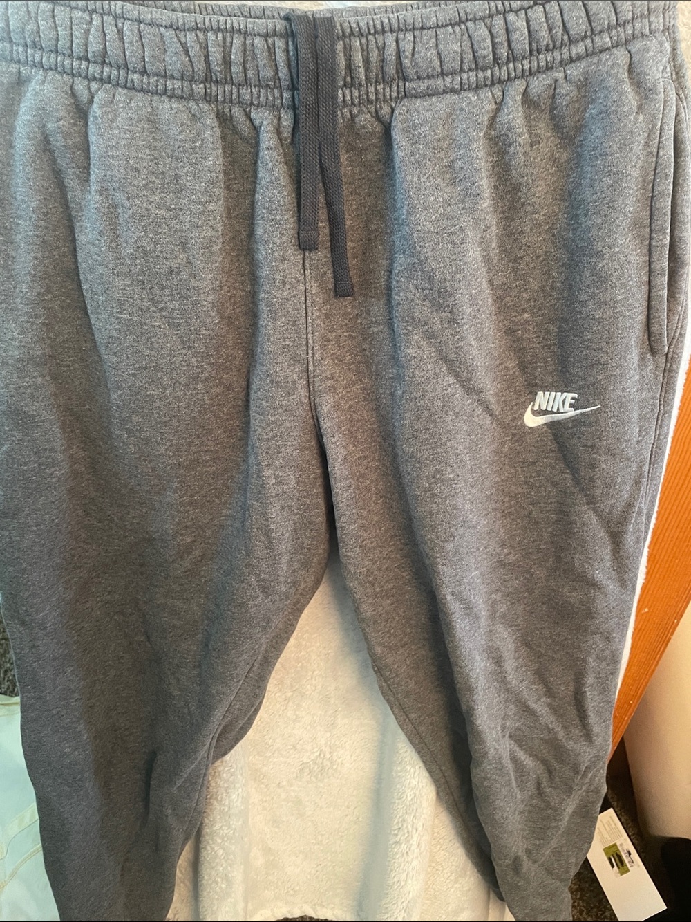 Nike Dark Gray Fleece Joggers with White Logo